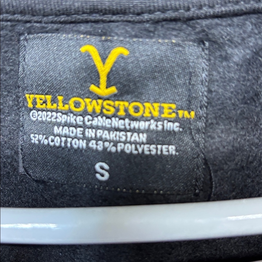 Yellowstone Black mid zip up Hoodie with Striped long Sleeves small - Picture 7 of 11